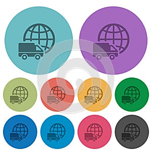 International transport flat icon set on round background