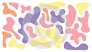 Color irregular blob, set of abstract organic shapes. Abstract irregular random blobs. Simple liquid amorphous splodge