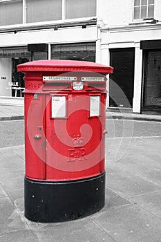 Color isolated English red double aperture pillar box