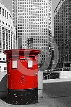 Color isolated English red double aperture pillar box