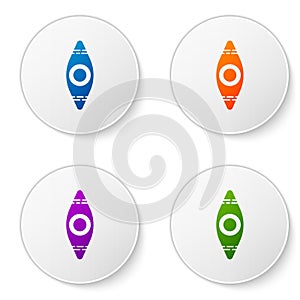 Color Kayak and paddle icon isolated on white background. Kayak and canoe for fishing and tourism. Outdoor activities