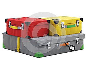 Color kids storage boxes for toys. 3d render