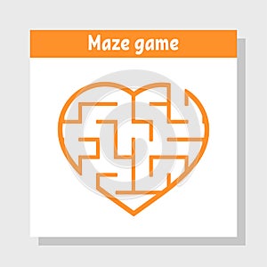 Color labyrinth heart. Game for kids and adult. Puzzle for children. Maze conundrum. Valentine`s Day. Flat vector illustration