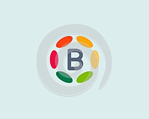 Color letter B logo icon vector design. Hub frame logotype