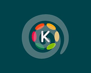 Color letter K logo icon vector design. Hub frame logotype
