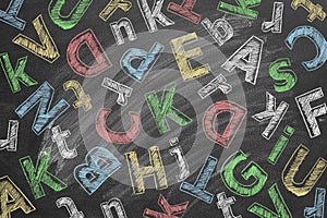 Color letters on blackboard