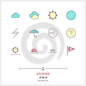 Color line Abstract icons set of local current weather condition