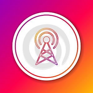 Color line Antenna icon isolated on color background. Radio antenna wireless. Technology and network signal radio