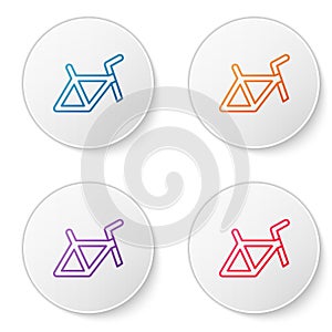 Color line Bicycle frame icon isolated on white background. Set icons in circle buttons. Vector