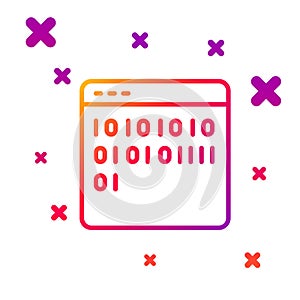 Color line Binary code icon isolated on white background. Gradient random dynamic shapes. Vector