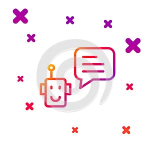 Color line Bot icon isolated on white background. Robot icon. Gradient random dynamic shapes. Vector