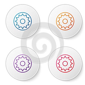Color line Chakra icon isolated on white background. Set icons in circle buttons. Vector