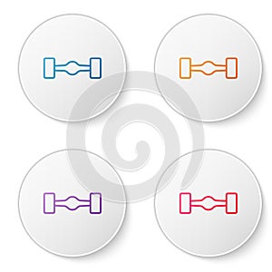 Color line Chassis car icon isolated on white background. Set icons in circle buttons. Vector