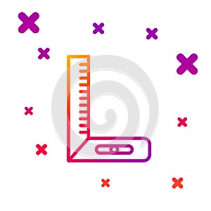 Color line Corner ruler icon isolated on white background. Setsquare, angle ruler, carpentry, measuring utensil, scale