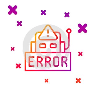 Color line Error in the operation program of the robot icon isolated on white background. A broken chip of a robot