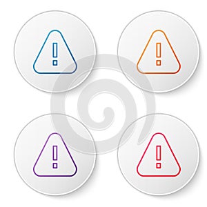 Color line Exclamation mark in triangle icon isolated on white background. Hazard warning sign, careful, attention