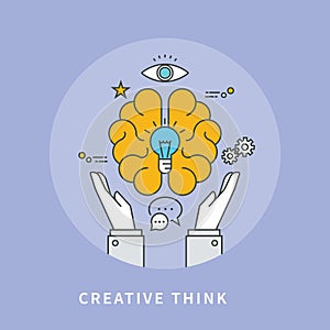 Color line flat design of thinking creative, modern illustration