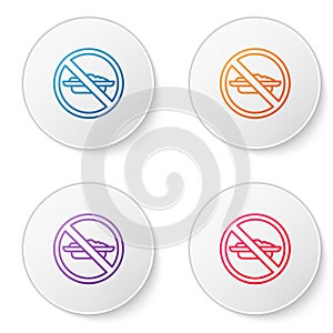 Color line Food no diet icon isolated on white background. Healing hunger. Set icons in circle buttons. Vector