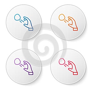Color line Hooligan shooting small stones icon isolated on white background. Demonstrator. Set icons in circle buttons photo
