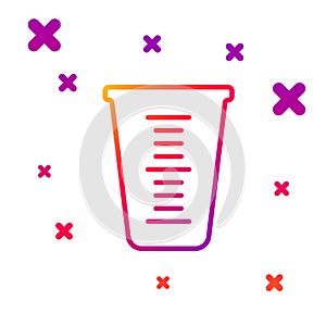 Color line Measuring cup to measure dry and liquid food icon isolated on white background. Plastic graduated beaker with
