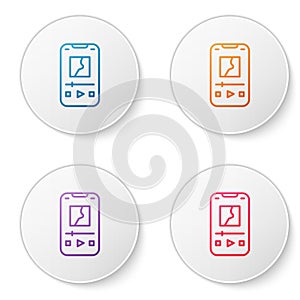 Color line Music player icon isolated on white background. Portable music device. Set icons in circle buttons. Vector