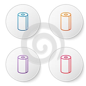 Color line Paper towel roll icon isolated on white background. Set icons in circle buttons. Vector Illustration