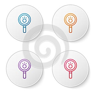 Color line Paw search icon isolated on white background. Magnifying glass with animal footprints. Set icons in circle