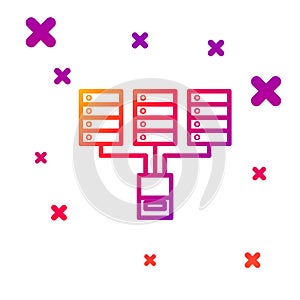 Color line Server, Data, Web Hosting icon isolated on white background. Gradient random dynamic shapes. Vector