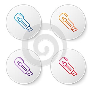 Color line Stationery knife icon isolated on white background. Office paper cutter. Set icons in circle buttons. Vector