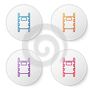 Color line Stretcher icon isolated on white background. Patient hospital medical stretcher. Set icons in circle buttons