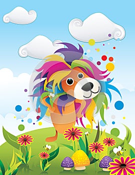Color lion abstract vector