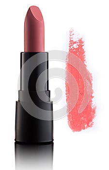 Color lipstick with smudged stroke isolated