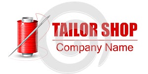 Color logo atelier tailoring. Red vector isolated logo on a white background