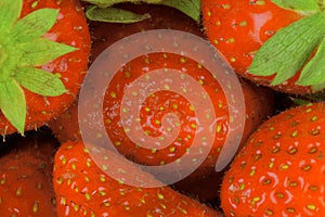 Color macro shot of strawberries. Snapshot of strawberries suitable as a concept for summer, summer refreshment, evening