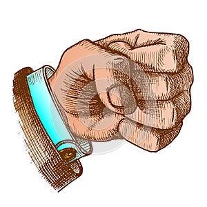 Color Male Hand Make Fist Gesture Vector