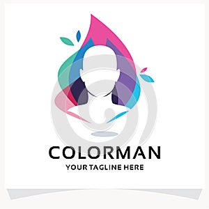 Color Man Logo. People Head Color Logo Design Template Inspiration