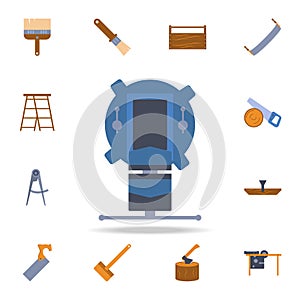 color manual milling machine icon. Detailed set of color construction tools. Premium graphic design. One of the collection icons