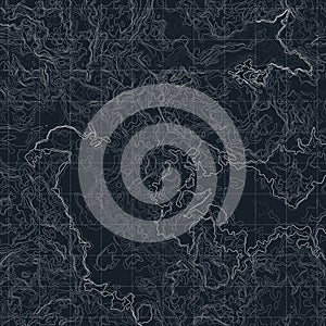 Color map with line contour for hiking. Geographic topographic vector illustration