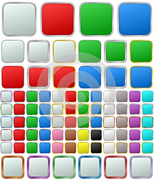 Color metallic rounded square button set