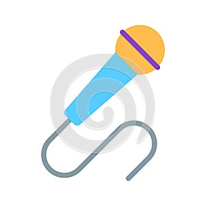 Color microphone flat icon isolated on white