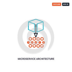 2 color Microservice architecture concept line vector icon. isolated two colored Microservice architecture outline icon with blue photo