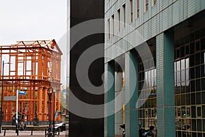 Color mixture of three different buildings.