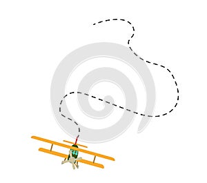 Color model of an old plane with trace of flight. Isolated on white background. Vector illustration