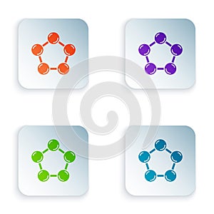 Color Molecule icon isolated on white background. Structure of molecules in chemistry, science teachers innovative educational