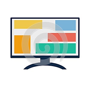 Color monitor illustration with white background