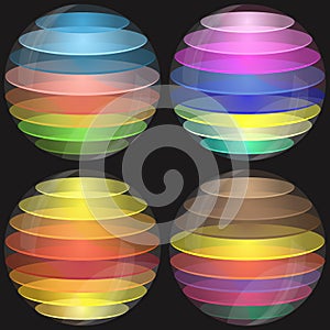 Color multilayer sphere on a black background.