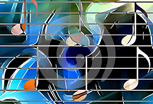 Color music notes and color background. Music concept.