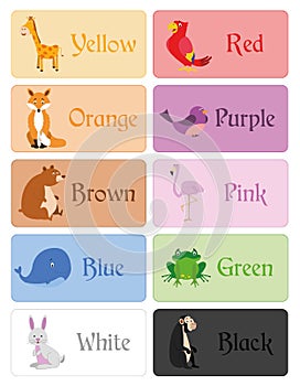 Color names vocabulary in english for primary education