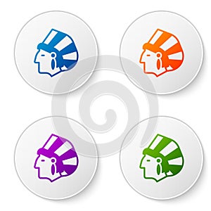 Color Native American Indian icon isolated on white background. Set icons in circle buttons. Vector