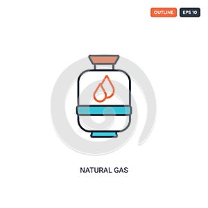 2 color natural gas concept line vector icon. isolated two colored natural gas outline icon with blue and red colors can be use